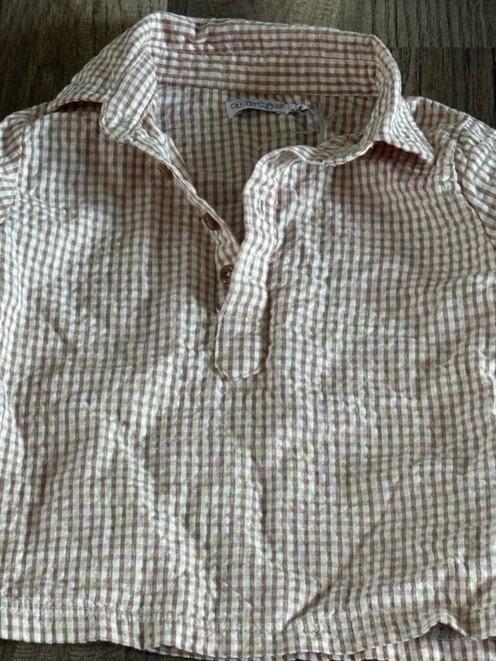 Carter's Pink Plaid Top with Tan Cargo Pants Kids Matching Set - Picture 4 of 4